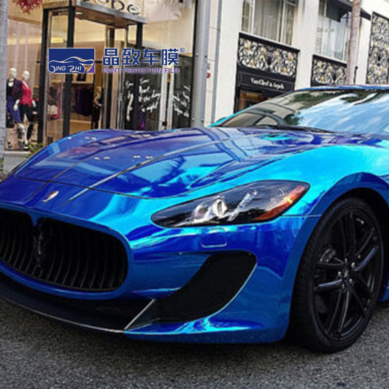 Derek Blue Car Care Product Stretchable Chrome Vinyl Wrap As Mirror Film 1.52*18m--Manufactory Directly