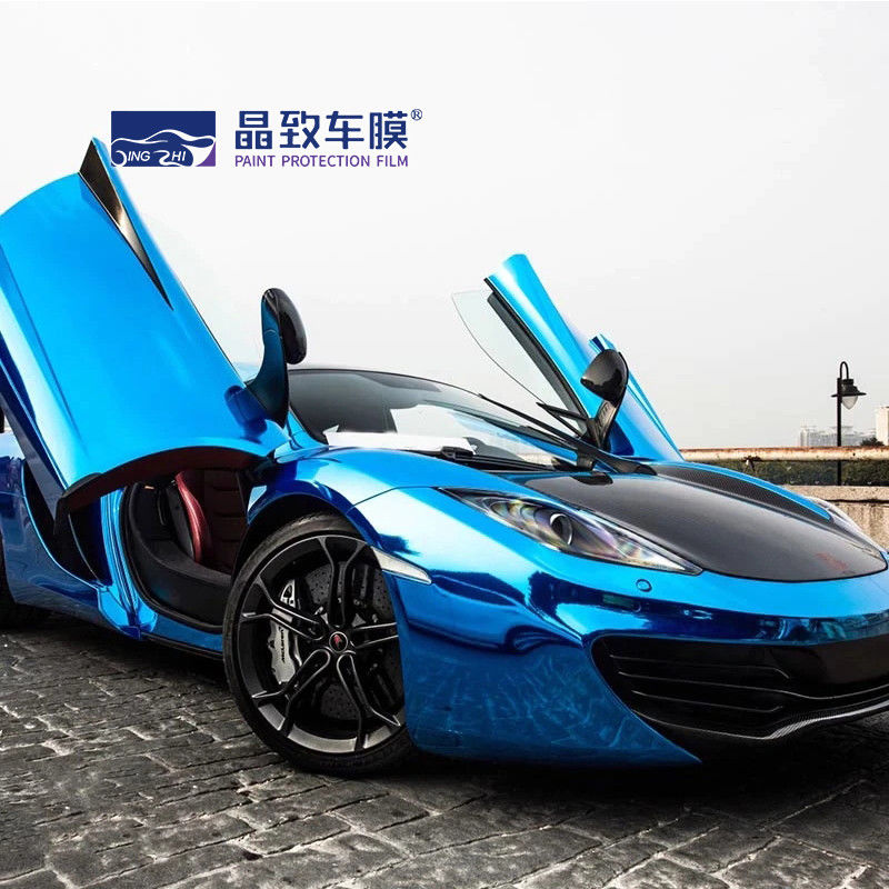 Derek Blue Car Care Product Stretchable Chrome Vinyl Wrap As Mirror Film 1.52*18m--Manufactory Directly