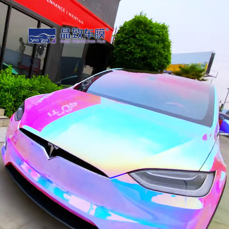 Chrome Vinyl Colored Paint Protection Film Wrap Rainbow Color Anti Scratch
